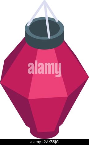 Faceted chinese lantern icon, isometric style Stock Vector