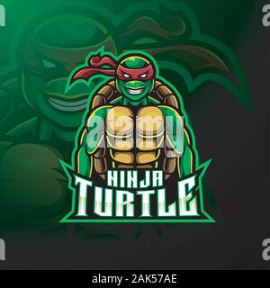 Ninja turtle sport mascot logo design Stock Vector