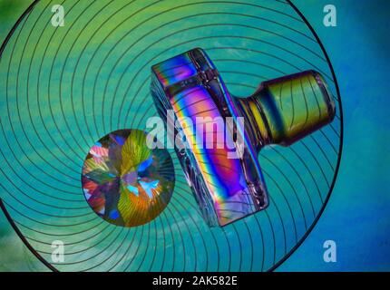 Abstract 4, design with refractions of light from a crystal prism showing all the colours of a rainbow Stock Photo