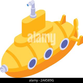 Yellow submarine icon, isometric style Stock Vector