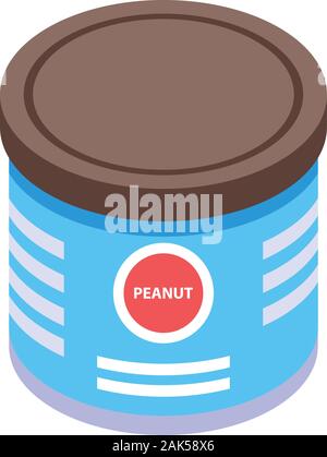 Peanut steel jar icon, isometric style Stock Vector