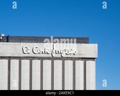 A Coruna, Spain - January 1, 2020 - El Corte Ingles shop building with blue sky in A Coruña Spain Stock Photo