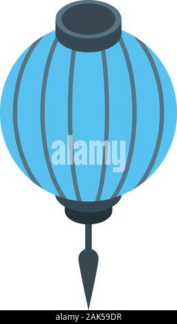 Blue paper lantern icon, isometric style Stock Vector