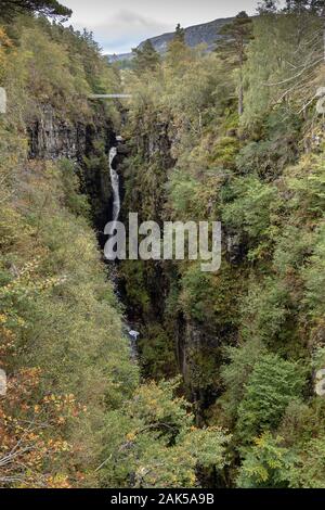 Falls of Measach and the Corrieshalloch Gorge in the Highlands of Scotland. Stock Photo