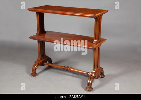 BROWN color wooden Shelves unit isolated on dark gray background with shadows Stock Photo