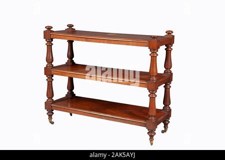 BROWN color wooden Shelves unit isolated on white background with clipping path Stock Photo