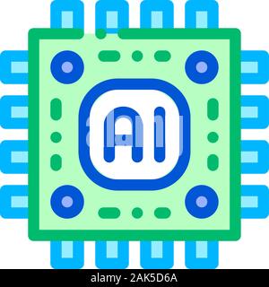 Artificial Intelligence Microchip Vector Sign Icon Stock Vector