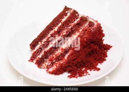 bright red cake called red velvet isolated on a white background Stock Photo