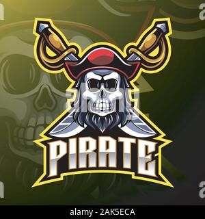 Pirates mascot gaming logo design Stock Vector