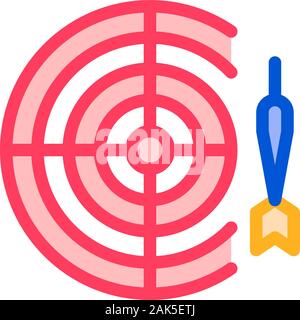 Interactive Kids Game Darts Vector Thin Line Icon Stock Vector