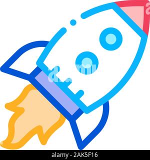 Flying Rocket Spaceship Agile Element Vector Icon Stock Vector