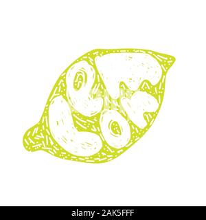 Lemon typography retro silhouette, great design for any purposes. Cartoon citrus fruit vector illustration, Silhouette design. Vector logo design Stock Vector