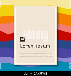 Abstract template colorful wave pattern background with rectangle paper frame space for your text. Vector illustration Stock Vector