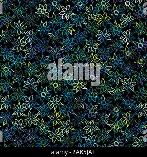 Funky stylized moody naive floral micro pattern Stock Vector