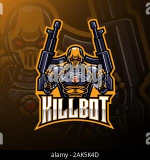 Kill robot esport mascot logo design Stock Vector