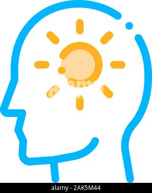 Shining Sun In Man Silhouette Mind Vector Icon Stock Vector