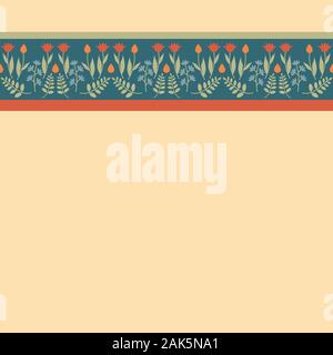Decorative ribbon with floral ornament. Seamless pattern with beautiful flowers. Vector illustration EPS10 Stock Vector