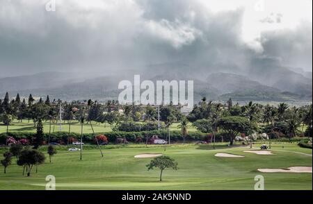 West Maui Mountains from Royal Kaanapali Golf Course Stock Photo