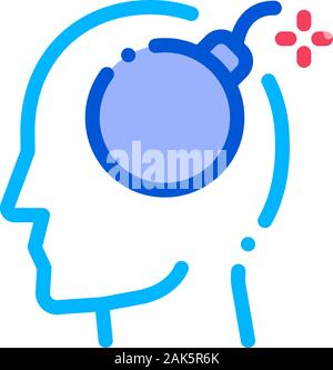 Bomb Dynamite Man Silhouette Headache Vector Icon Stock Vector