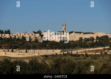 View of the Hebrew University of Jerusalem, Israel's second-oldest university, established in 1918 situated on Mount Scopus, Jerusalem Israel Stock Photo