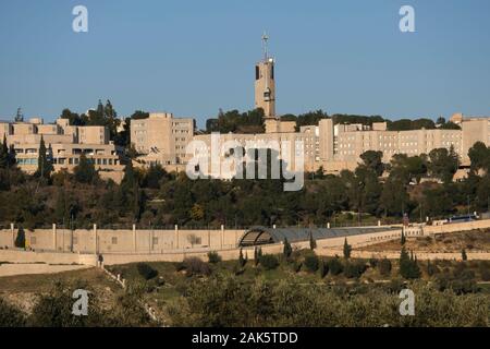 View of the Hebrew University of Jerusalem, Israel's second-oldest university, established in 1918 situated on Mount Scopus, Jerusalem Israel Stock Photo