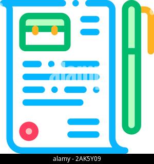 Job Agreement Contract Worksheet And Pen Vector Stock Vector