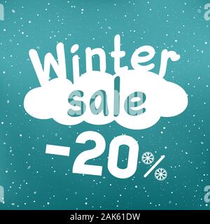 winter sale discount falls from cloud Stock Vector