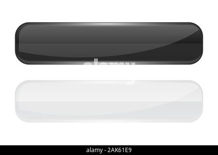 Web buttons. Black and white shiny rectangle icons Stock Vector