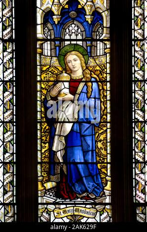 Rochester, Kent, UK. Rochester Cathedral (1080AD: Britain's second oldest - founded AD 604) Stained glass window: Mary Magdalene / the Magdalene / the Stock Photo