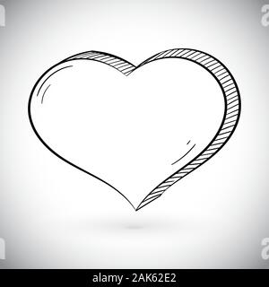 Heart. Black hand drawn icon Stock Vector
