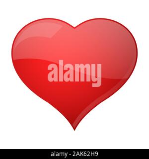 Heart. Red 3d shiny icon Stock Vector