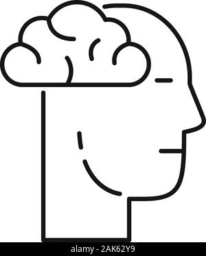Man quest brain icon. Outline man quest brain vector icon for web design isolated on white background Stock Vector