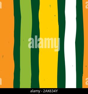 Vector think yellow and green striped paint lines seamless pattern. Suitable for summer poster backgrounds, swim wear, textile and giftwrap. Stock Vector