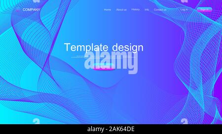 Website template design. Asbtract scientific background with colorful dynamic waves, innovation pattern. Modern landing page for websites or apps Stock Vector