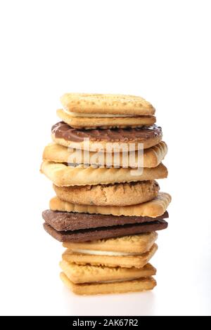 Pile of McVitie’s biscuits on a white background Stock Photo