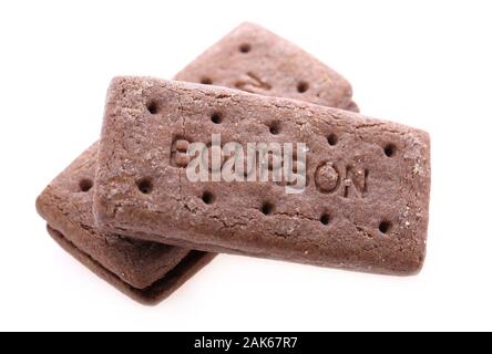 Bourbon Creams biscuit on a white background Stock Photo