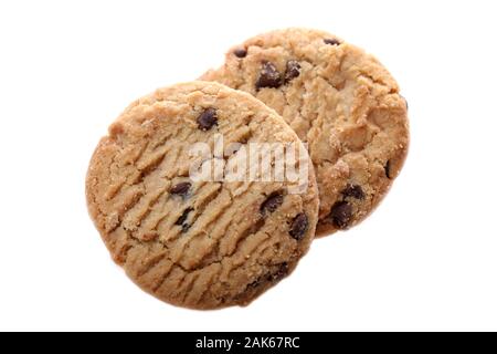 Choc Chip Cookie Buscuits on a white background Stock Photo