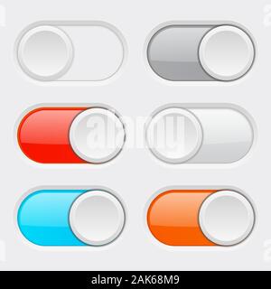 Toggle switch colored web buttons Stock Vector