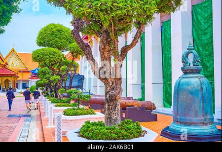 BANGKOK, THAILAND - APRIL 15, 2019: The walk in National Museum Bangkok, and view old historical objects, exhibited all around the area, on April 15 i Stock Photo