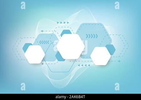 Geometric abstract background with hexagons. Hexagon infographic social network banner template. Business presentation for your design and text Stock Vector