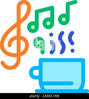 Hot Drink Cup and Relax Music Biohacking Icon Vector Illustration Stock Vector