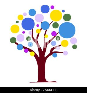 Stylized colored tree graphic concepts. Stylized colored tree, for logos, banners, graphic concepts, web, print, t-shirts. Stock Vector