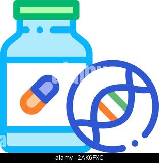 Medical Pill Bottle Biohacking Icon Vector Illustration Stock Vector