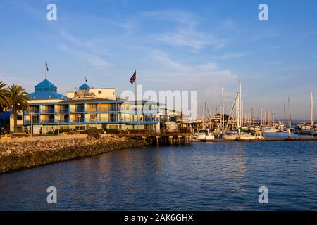 The Waterfront Hotel and marina at sunset, Jack London Square, Oakland, California, United States of America