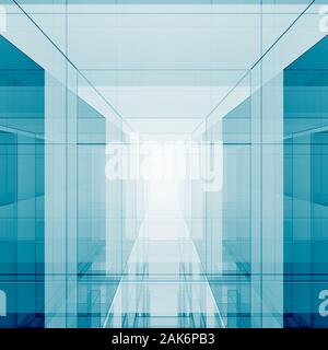 Blue cube architecture modern background. 3d rendering Stock Photo