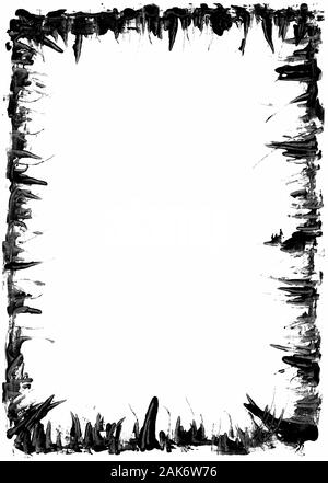 black grunge rectangular frame on white background - graphic element Stock Photo