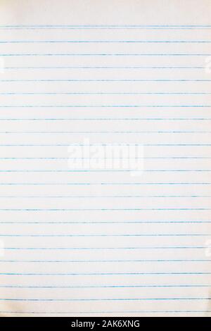 lined paper - sheet of old blue lined paper Stock Photo