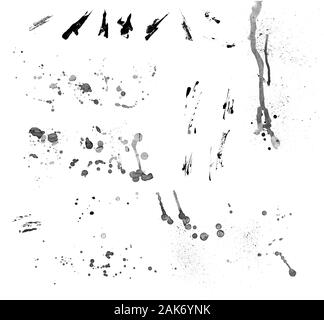 spots, blobs and splatters on white background Stock Photo