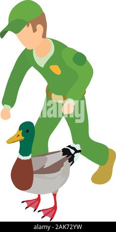 Bird care icon, isometric style Stock Vector