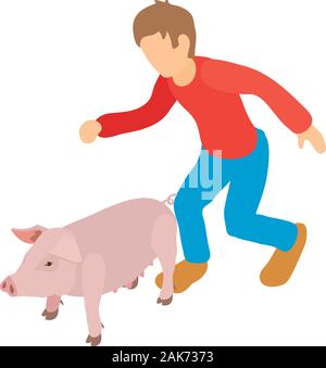 Animal husbandry icon, isometric style Stock Vector